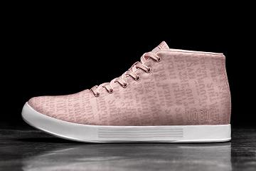 Men's Nobull Wells Canvas Mid Trainers Pink | SG Z2266U